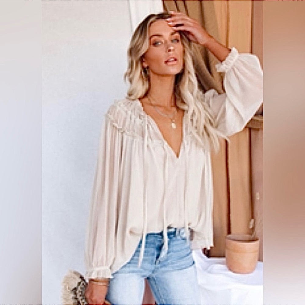 Vici Blush Pink Ruffled Blouse